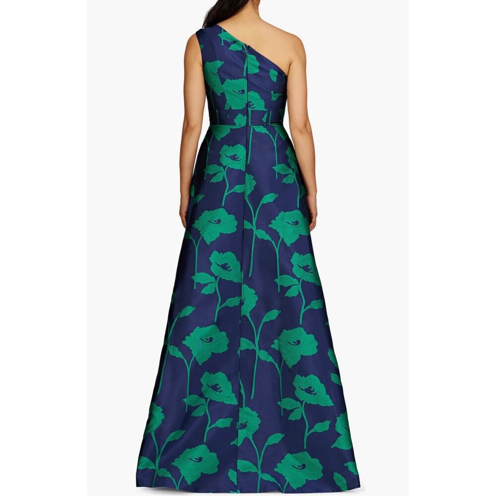 Kay Unger Tiara Floral One-Shoulder Gown - Navy/Emerald size 10 (NEW) - Picture 2 of 10